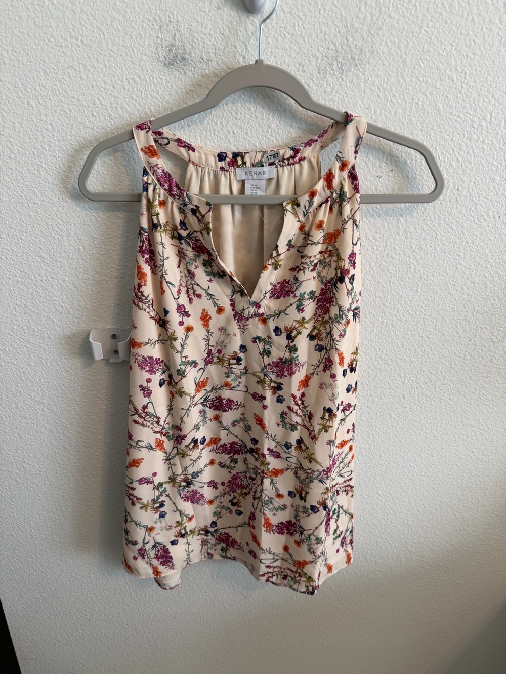 Kenar Floral Sleeveless V-Neck Tank Top - Cream with Multi-Color Bloom